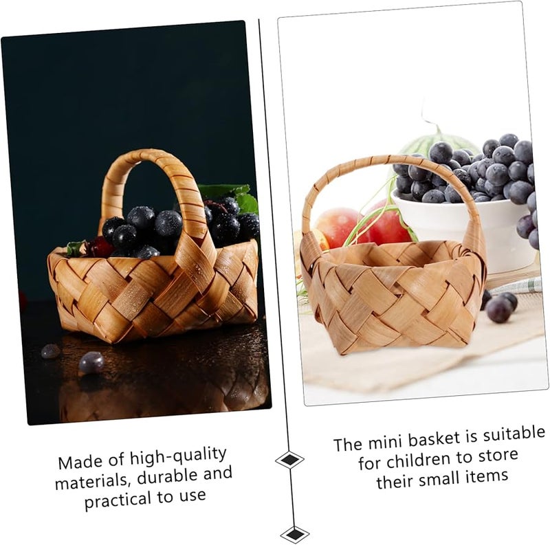 Light Brown Mini Woven Basket Portable Storage For Fruit Photo Prop Organizing - Image 4